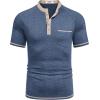 imageCOOFANDY Mens Henley Shirts Short Sleeve Casual Button TShirts Basic Tee Shirts Summer Vintage T Shirts with PocketNavy Blue