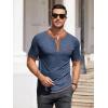 imageCOOFANDY Mens Henley Shirts Short Sleeve Casual Button TShirts Basic Tee Shirts Summer Vintage T Shirts with PocketNavy BlueCaramel