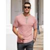 imageCOOFANDY Mens Henley Shirts Short Sleeve Casual Button TShirts Basic Tee Shirts Summer Vintage T Shirts with PocketPink