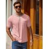 imageCOOFANDY Mens Henley Shirts Short Sleeve Casual Button TShirts Basic Tee Shirts Summer Vintage T Shirts with PocketPink
