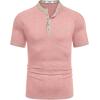 imageCOOFANDY Mens Henley Shirts Short Sleeve Casual Button TShirts Basic Tee Shirts Summer Vintage T Shirts with PocketPink