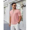 imageCOOFANDY Mens Henley Shirts Short Sleeve Casual Button TShirts Basic Tee Shirts Summer Vintage T Shirts with PocketPink