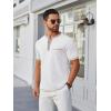 imageCOOFANDY Mens Henley Shirts Short Sleeve Casual Button TShirts Basic Tee Shirts Summer Vintage T Shirts with PocketWhite