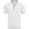 imageCOOFANDY Mens Henley Shirts Short Sleeve Casual Button TShirts Basic Tee Shirts Summer Vintage T Shirts with PocketWhite
