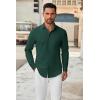 imageCOOFANDY Mens Long Sleeve Button Down Shirts Casual Untucked Dress Shirt Beach Wedding ShirtsDark Green