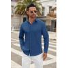 imageCOOFANDY Mens Long Sleeve Button Down Shirts Casual Untucked Dress Shirt Beach Wedding ShirtsDemin Blue