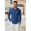 imageCOOFANDY Mens Long Sleeve Button Down Shirts Casual Untucked Dress Shirt Beach Wedding ShirtsDemin Blue