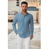 imageCOOFANDY Mens Long Sleeve Button Down Shirts Casual Untucked Dress Shirt Beach Wedding ShirtsGrey Blue