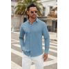 imageCOOFANDY Mens Long Sleeve Button Down Shirts Casual Untucked Dress Shirt Beach Wedding ShirtsGrey Blue