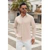 imageCOOFANDY Mens Long Sleeve Button Down Shirts Casual Untucked Dress Shirt Beach Wedding ShirtsKhaki