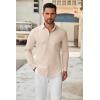 imageCOOFANDY Mens Long Sleeve Button Down Shirts Casual Untucked Dress Shirt Beach Wedding ShirtsKhaki