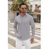 imageCOOFANDY Mens Long Sleeve Button Down Shirts Casual Untucked Dress Shirt Beach Wedding ShirtsLight Grey