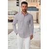 imageCOOFANDY Mens Long Sleeve Button Down Shirts Casual Untucked Dress Shirt Beach Wedding ShirtsLight Grey