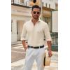 imageCOOFANDY Mens Long Sleeve Button Down Shirts Casual Untucked Dress Shirt Beach Wedding ShirtsLight Khaki