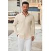 imageCOOFANDY Mens Long Sleeve Button Down Shirts Casual Untucked Dress Shirt Beach Wedding ShirtsLight Khaki