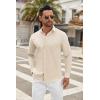 imageCOOFANDY Mens Long Sleeve Button Down Shirts Casual Untucked Dress Shirt Beach Wedding ShirtsLight Khaki