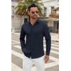 imageCOOFANDY Mens Long Sleeve Button Down Shirts Casual Untucked Dress Shirt Beach Wedding ShirtsNavy Blue