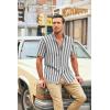 imageCOOFANDY Mens Muscle Fit Dress Shirts Banded Collar Casual Button Down ShirtsBlack Stripes