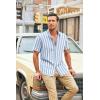 imageCOOFANDY Mens Muscle Fit Dress Shirts Banded Collar Casual Button Down ShirtsBlue Stripes