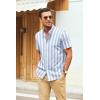 imageCOOFANDY Mens Muscle Fit Dress Shirts Banded Collar Casual Button Down ShirtsBlue Stripes