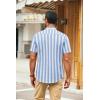 imageCOOFANDY Mens Muscle Fit Dress Shirts Banded Collar Casual Button Down ShirtsBlue Stripes