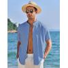 imageCOOFANDY Mens Muscle Fit Dress Shirts Banded Collar Casual Button Down ShirtsBrilliant Blue