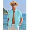 imageCOOFANDY Mens Muscle Fit Dress Shirts Banded Collar Casual Button Down ShirtsCeladon Green