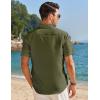 imageCOOFANDY Mens Muscle Fit Dress Shirts Banded Collar Casual Button Down ShirtsGreen