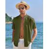 imageCOOFANDY Mens Muscle Fit Dress Shirts Banded Collar Casual Button Down ShirtsGreen