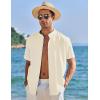 imageCOOFANDY Mens Muscle Fit Dress Shirts Banded Collar Casual Button Down ShirtsKhaki