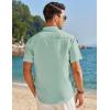 imageCOOFANDY Mens Muscle Fit Dress Shirts Banded Collar Casual Button Down ShirtsLight Green