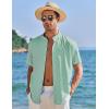 imageCOOFANDY Mens Muscle Fit Dress Shirts Banded Collar Casual Button Down ShirtsLight Green