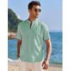 imageCOOFANDY Mens Muscle Fit Dress Shirts Banded Collar Casual Button Down ShirtsLight Green