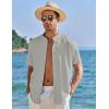 imageCOOFANDY Mens Muscle Fit Dress Shirts Banded Collar Casual Button Down ShirtsLight Grey