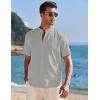 imageCOOFANDY Mens Muscle Fit Dress Shirts Banded Collar Casual Button Down ShirtsLight Grey