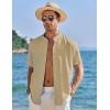 imageCOOFANDY Mens Muscle Fit Dress Shirts Banded Collar Casual Button Down ShirtsLight Khaki