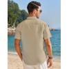 imageCOOFANDY Mens Muscle Fit Dress Shirts Banded Collar Casual Button Down ShirtsLight Khaki