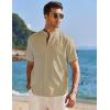 imageCOOFANDY Mens Muscle Fit Dress Shirts Banded Collar Casual Button Down ShirtsLight Khaki