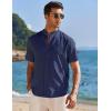 imageCOOFANDY Mens Muscle Fit Dress Shirts Banded Collar Casual Button Down ShirtsNavy Blue