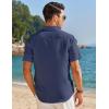 imageCOOFANDY Mens Muscle Fit Dress Shirts Banded Collar Casual Button Down ShirtsNavy Blue