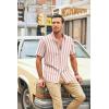 imageCOOFANDY Mens Muscle Fit Dress Shirts Banded Collar Casual Button Down ShirtsRed Stripes