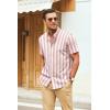 imageCOOFANDY Mens Muscle Fit Dress Shirts Banded Collar Casual Button Down ShirtsRed Stripes