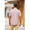 imageCOOFANDY Mens Muscle Fit Dress Shirts Banded Collar Casual Button Down ShirtsRed Stripes