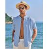 imageCOOFANDY Mens Muscle Fit Dress Shirts Banded Collar Casual Button Down ShirtsSky Blue