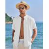 imageCOOFANDY Mens Muscle Fit Dress Shirts Banded Collar Casual Button Down ShirtsWhite
