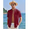 imageCOOFANDY Mens Muscle Fit Dress Shirts Banded Collar Casual Button Down ShirtsWine