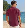 imageCOOFANDY Mens Muscle Fit Dress Shirts Banded Collar Casual Button Down ShirtsWine