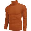 imageCOOFANDY Mens Ribbed Slim Fit Knitted Pullover Casual Turtleneck SweaterBritish Tan