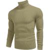 imageCOOFANDY Mens Ribbed Slim Fit Knitted Pullover Casual Turtleneck SweaterCamel Apricot