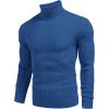 imageCOOFANDY Mens Ribbed Slim Fit Knitted Pullover Casual Turtleneck SweaterCornflower Blue